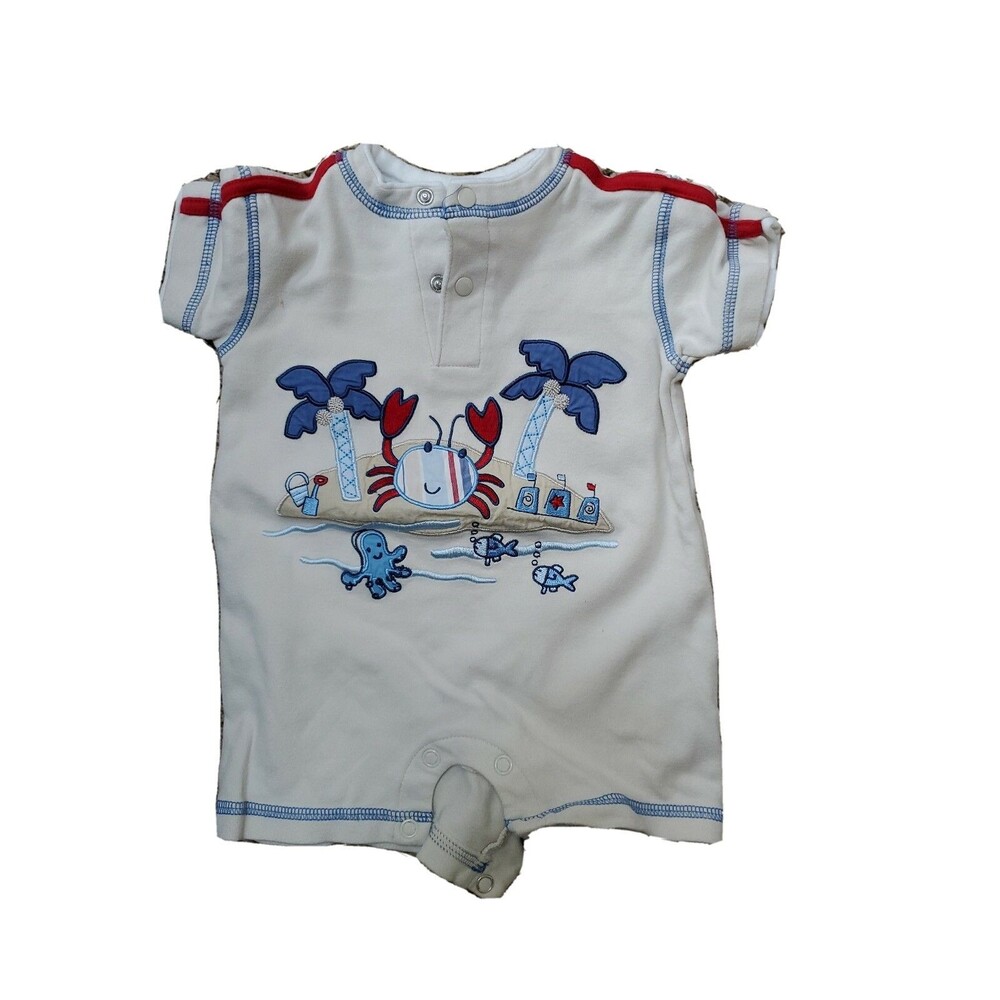 Boy's 3 6 month Koala Baby crab fish octopus one piece short set tan